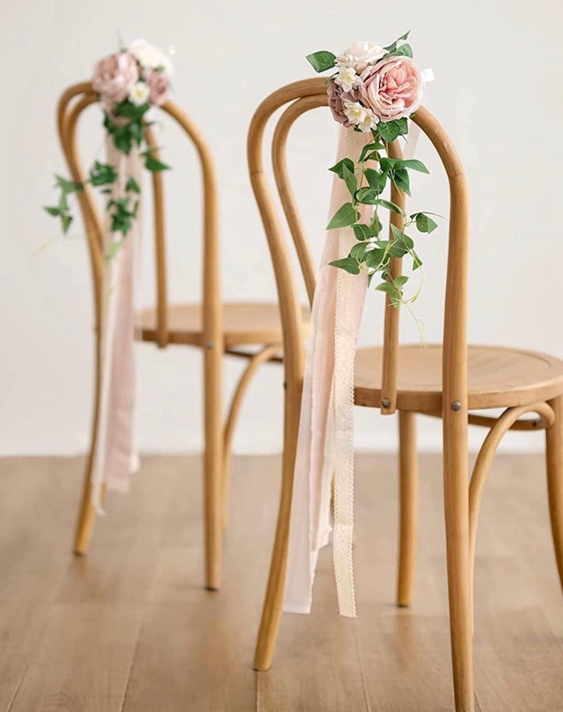 Spring Wedding Aisle and Chair Flower Ribbon Decoration