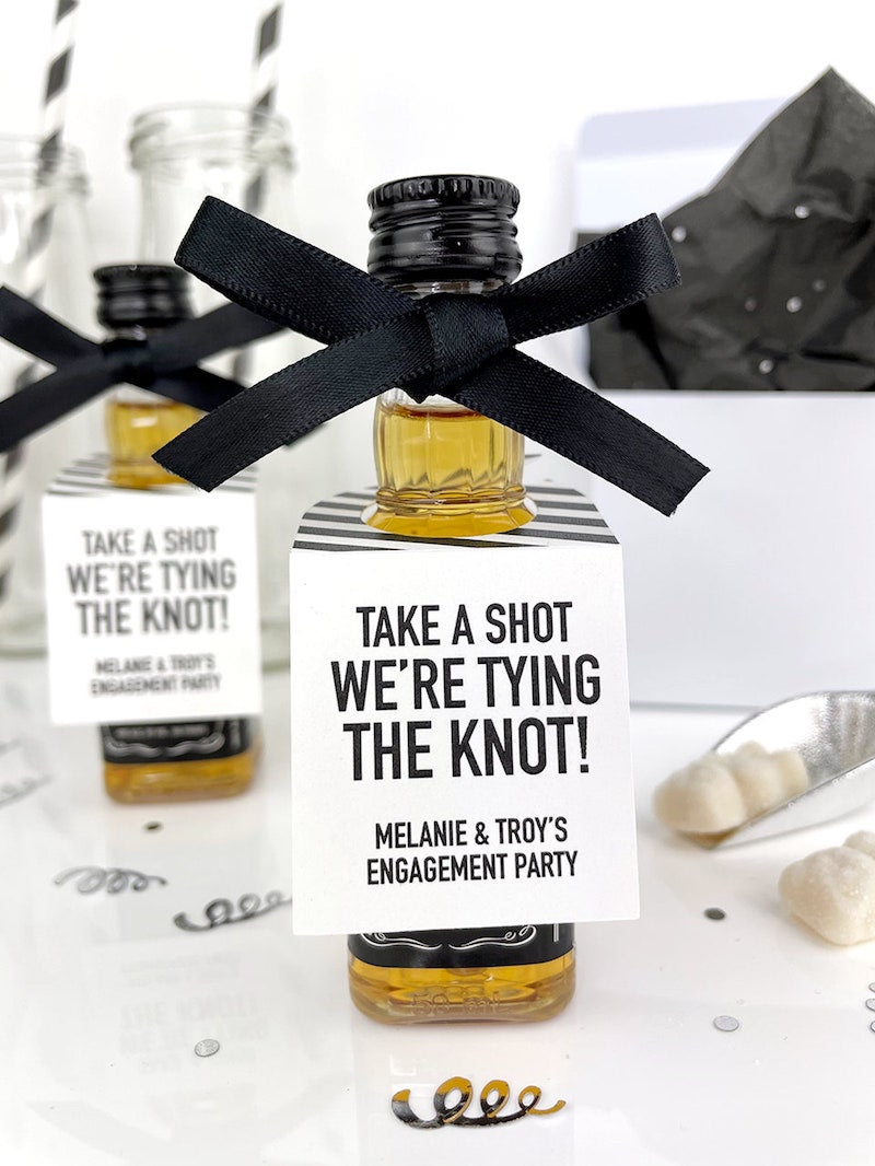 Take A Short We're Tying The Knot Bottle Favor Tags