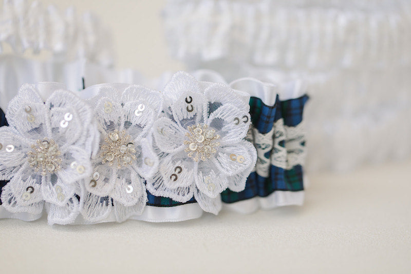 custom tartan plaid wedding garter set