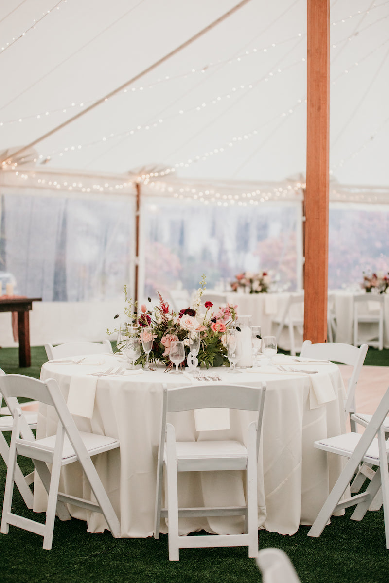 Tented Wedding Reception with Fall Flowers