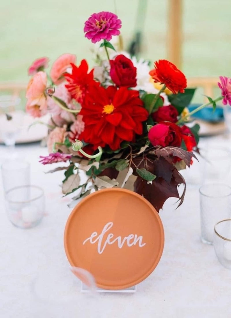 Terracotta Calligraphy Table Numbers