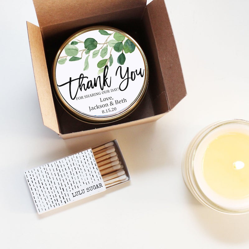 Thank You Personalized Candle Wedding Favor