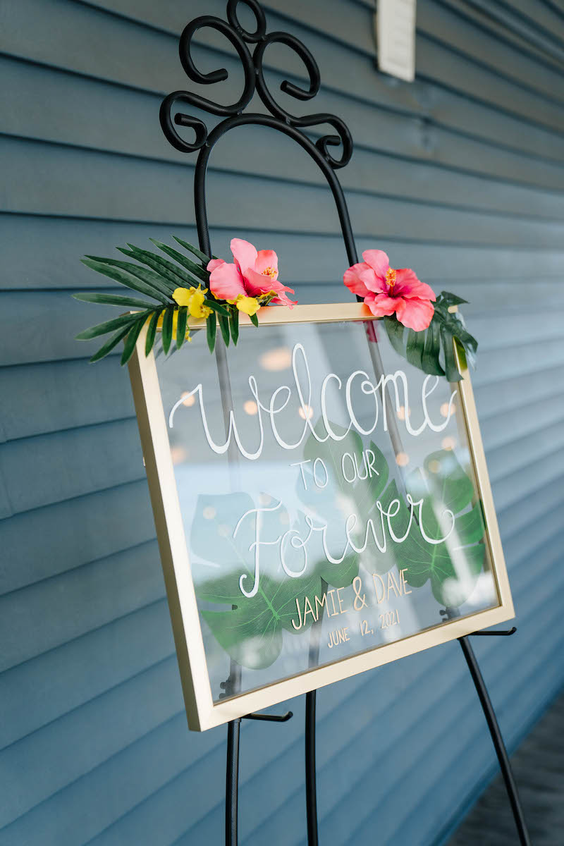 Tropical Flowers Wedding Welcome Sign