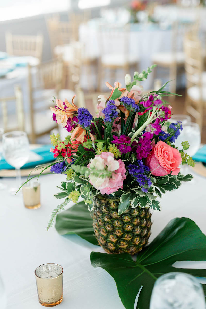 Tropical Flowers Pineapple Centerpiece