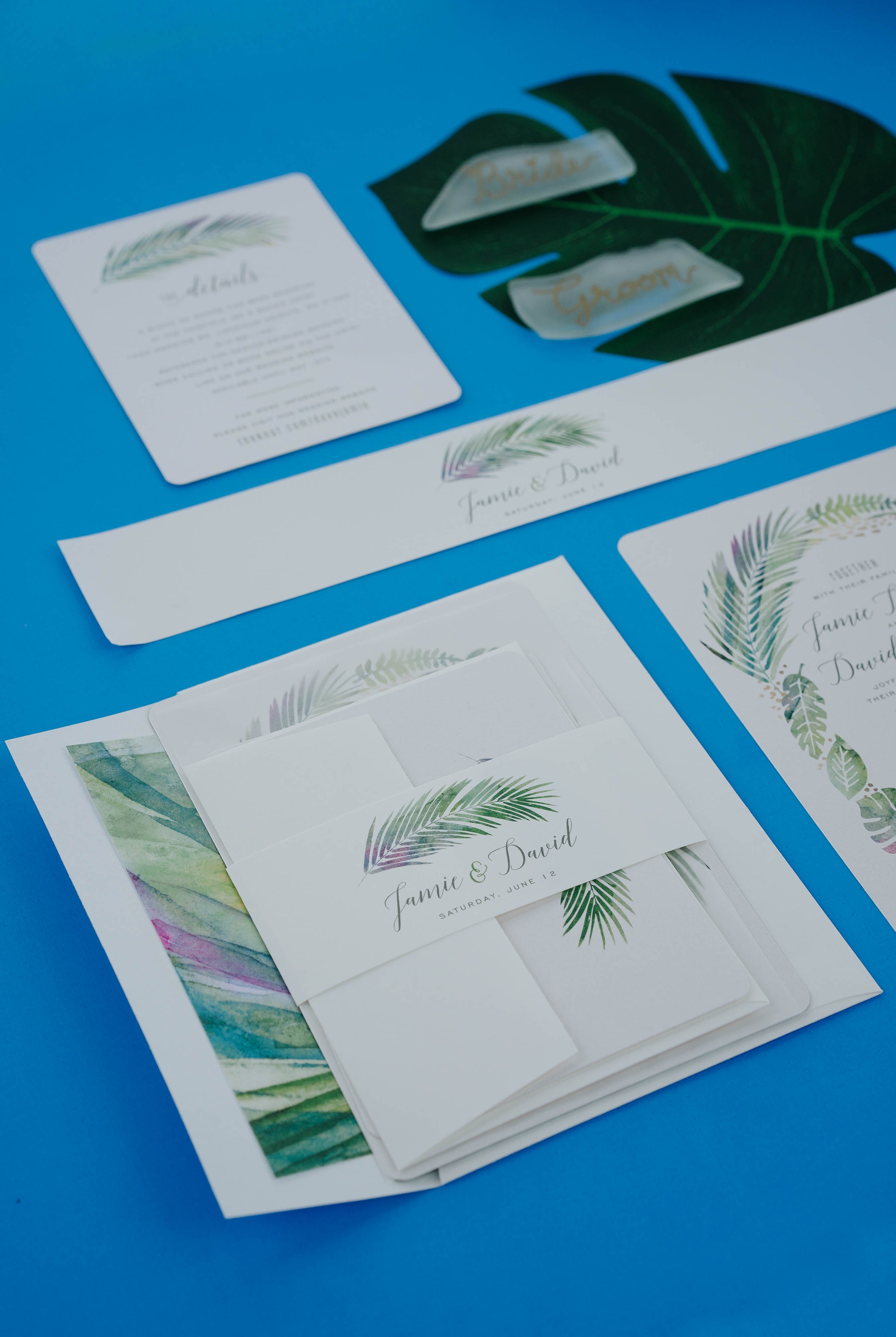 Tropical Leaf Wedding Invitation Suite