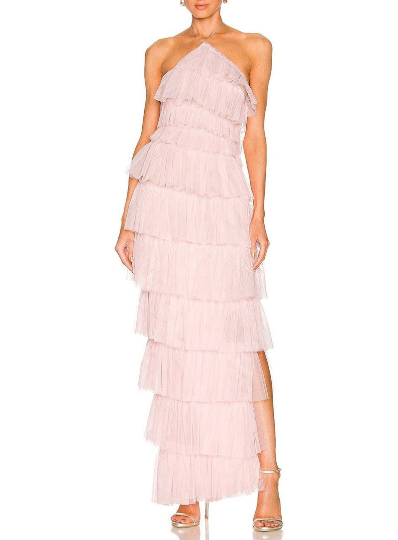 Tulle Maxi Slit Dress