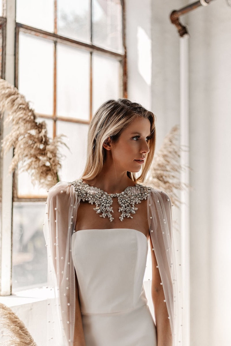 Tulle, Pearl and Rhinestone Bridal Cape