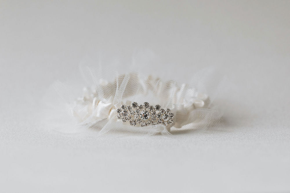 tulle and sparkle personalized wedding garter handmade heirloom by The Garter Girl