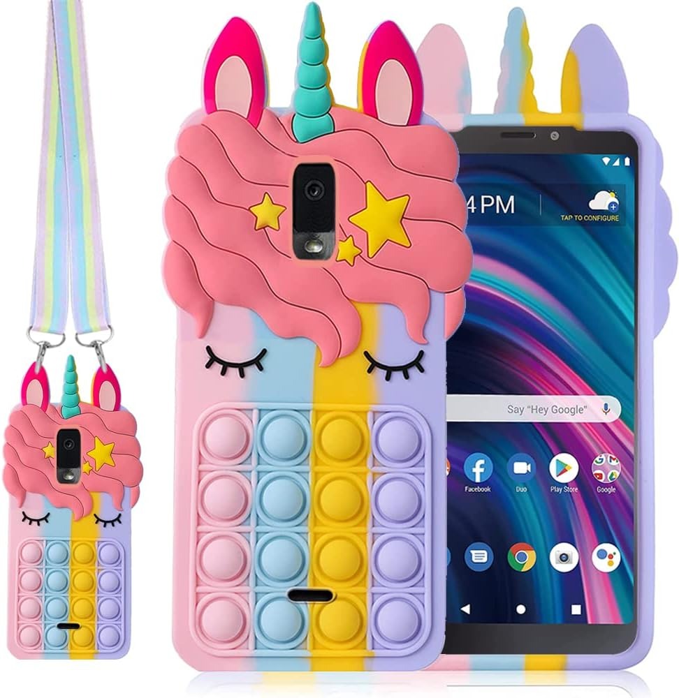 Unicorn Fidget Popper Phone Case with Strap