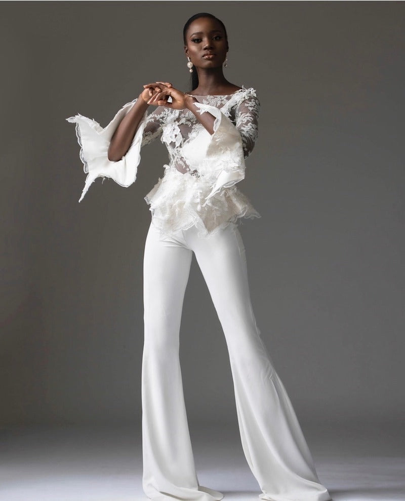 Unique Flare Wedding Jumpsuit