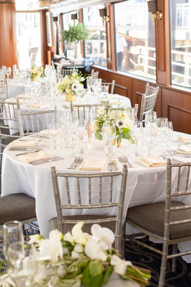 New York City River Boat Wedding Reception Tables The Garter Girl