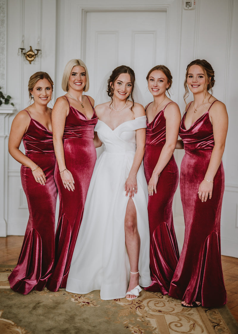 Velvet Bridesmaid Dresses for Romantic Fall Wedding