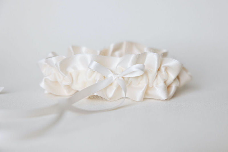 Velvet Stripe Bridal Garter Personalized With Embroidery Handmade by The Garter Girl