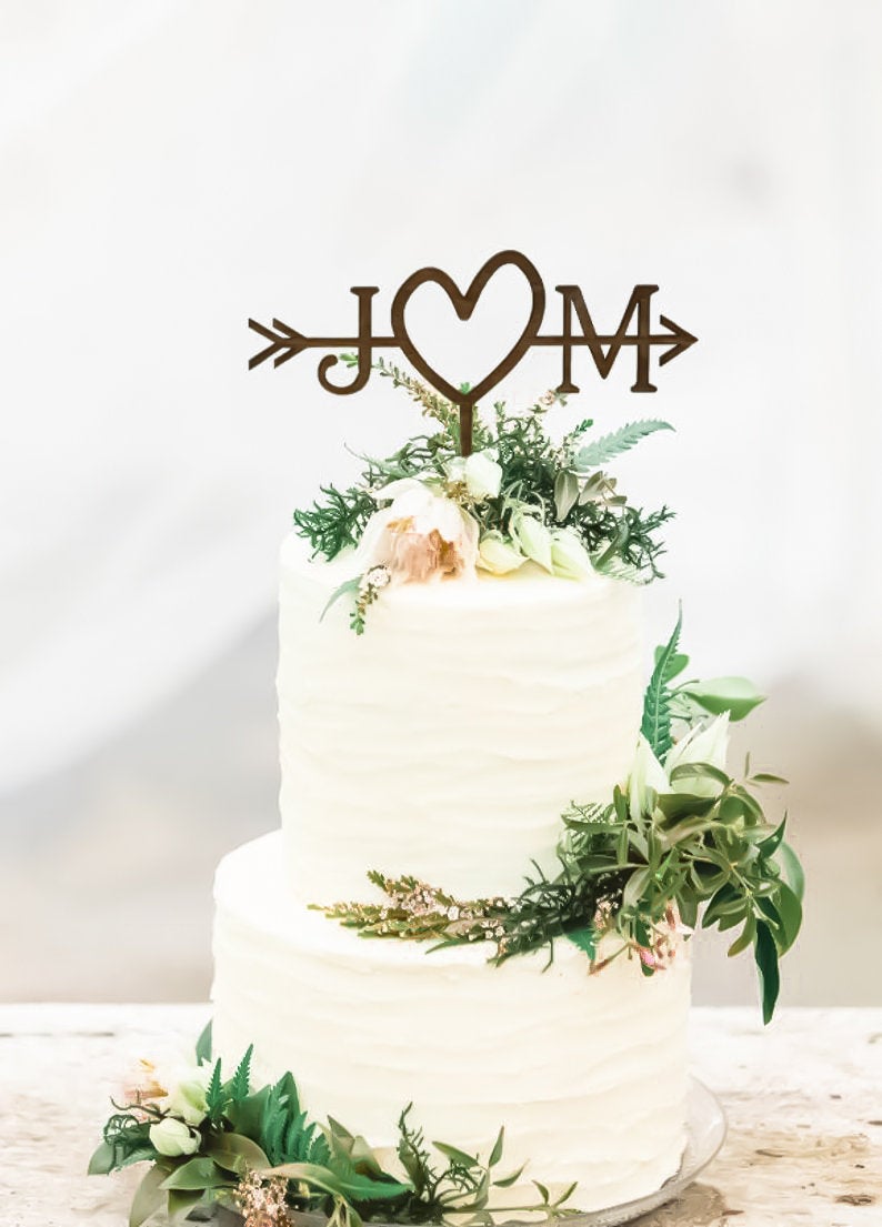 Rustic Arrow Wedding Cake Topper