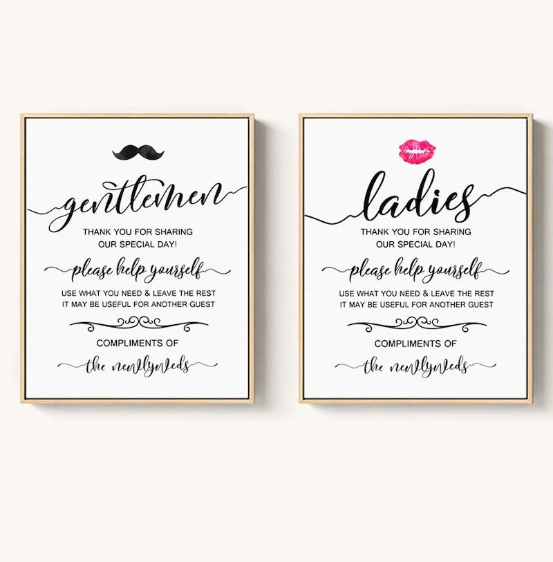 Wedding Restroom Amenity Signs