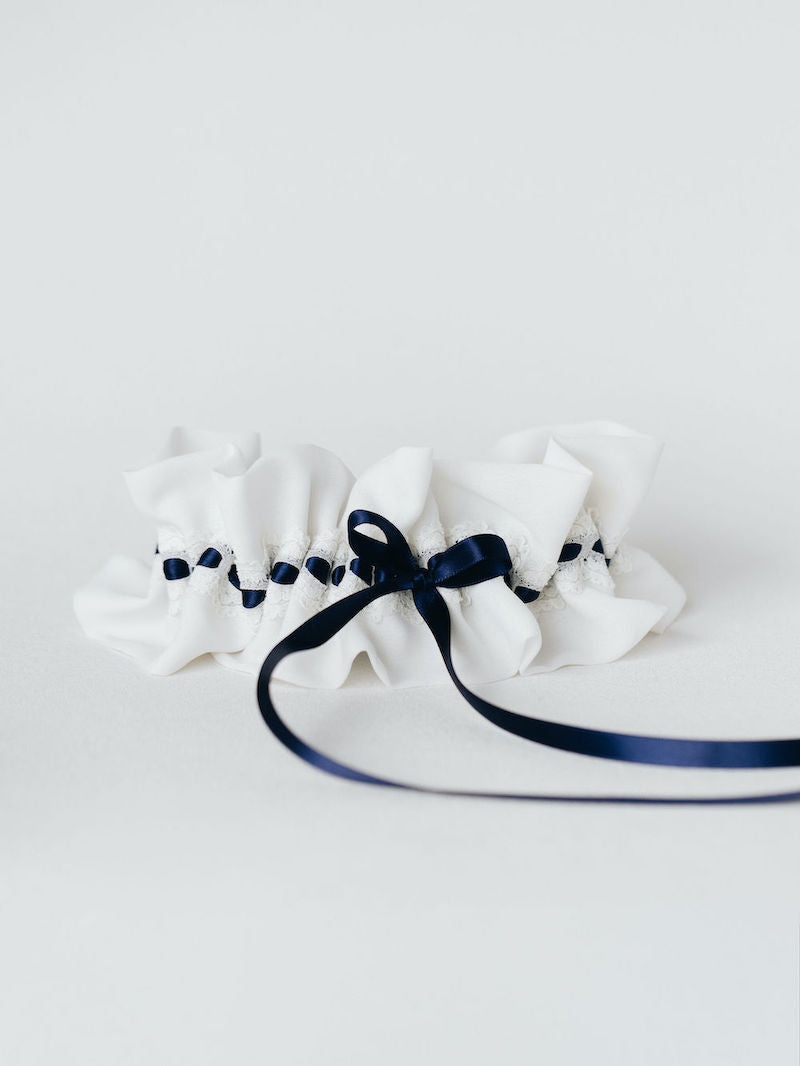 Navy Ribbon Wedding Garter Heirloom From Mom's Wedding Dress Sash