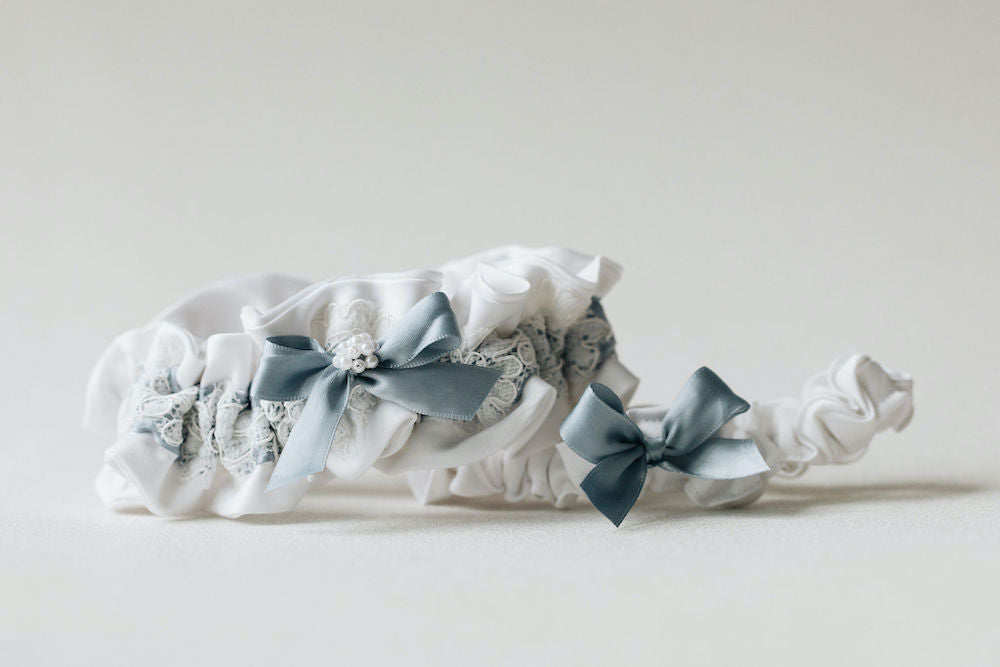 custom wedding garter sets hand made from mother's wedding dress for sisters handmade heirloom by The Garter Girl
