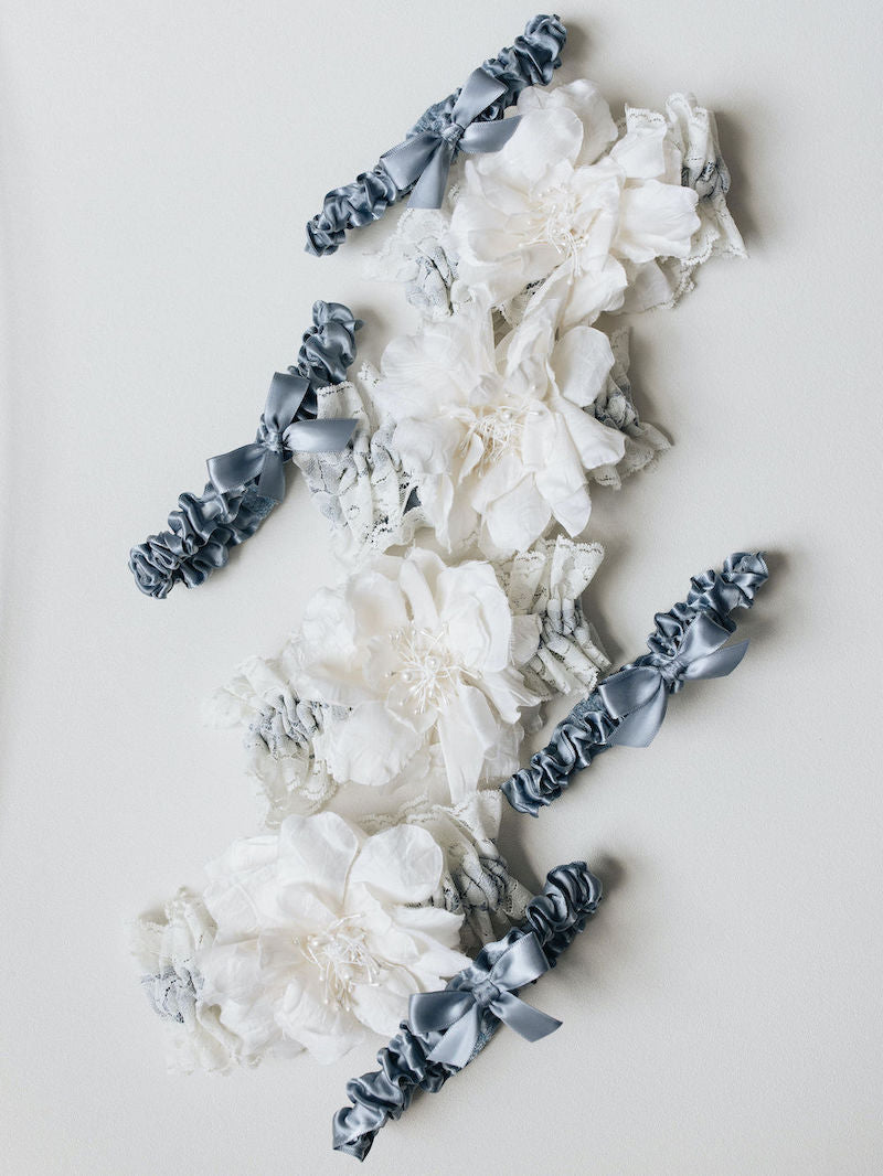 4 Wedding Garters Heirloom With Lace and Flower Design Made From Mom's Wedding Dress 5