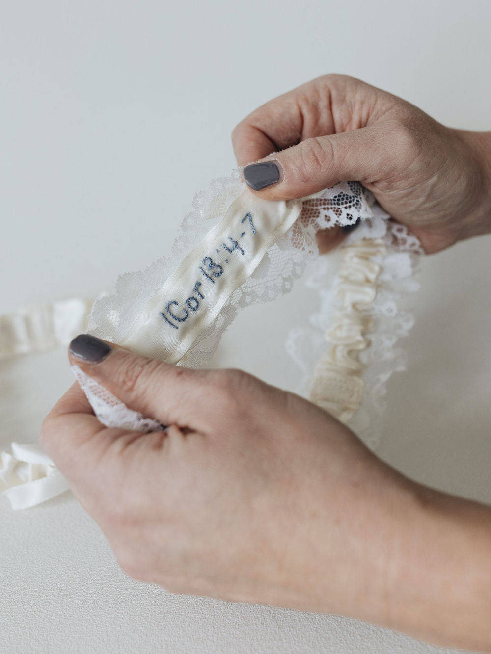 wedding garter set, ring pillow & handkerchief handmade from the bride's mother's lace wedding dress, bridal accessory designed by The Garter Girl