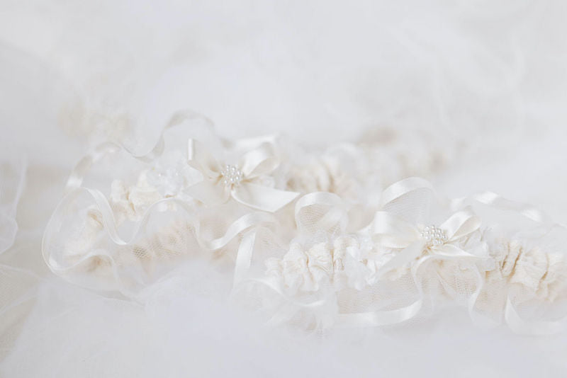 Wedding Garters Made From mom's Wedding Veil 