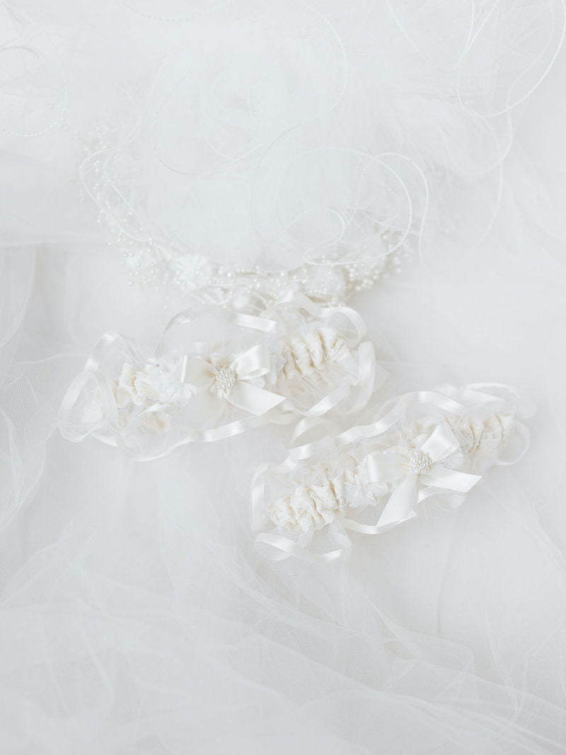 Pearl Wedding Garters Made From Mom's Veil