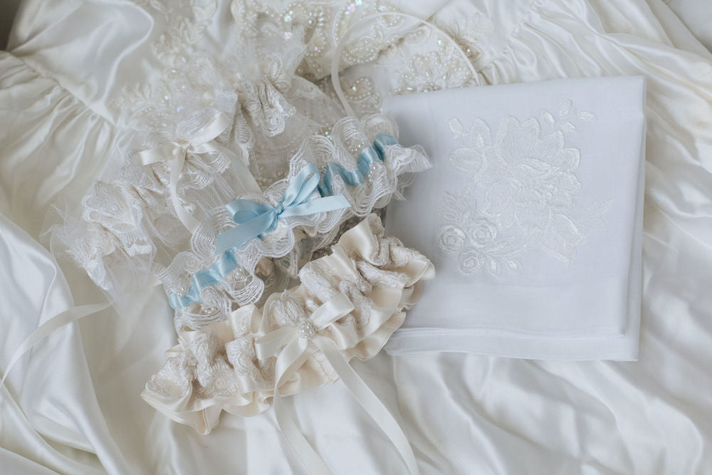wedding garters handmade from bride's mother's wedding dress w lace & pearls by expert bridal heirloom accessories designer, The Garter Girl