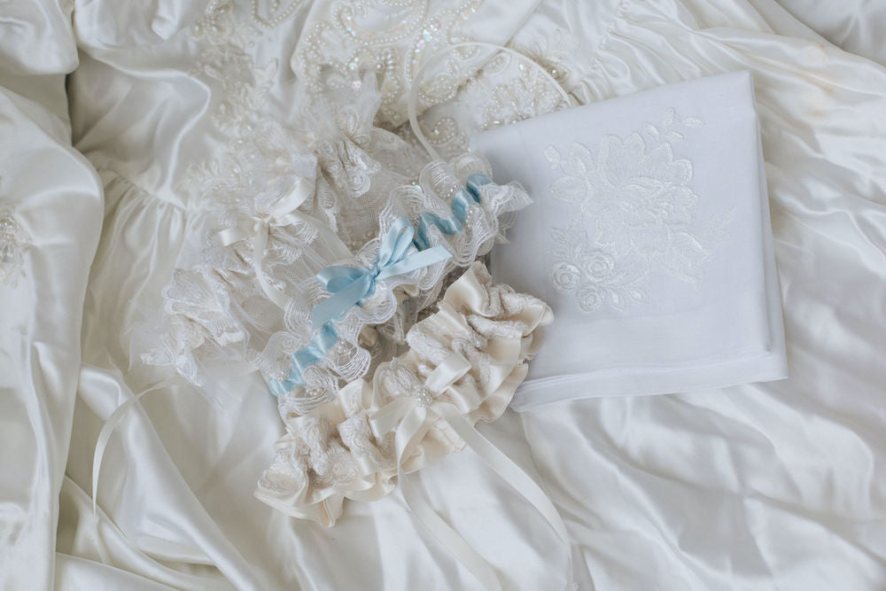 wedding garters handmade from bride's mother's wedding dress w lace & pearls by expert bridal heirloom accessories designer, The Garter Girl