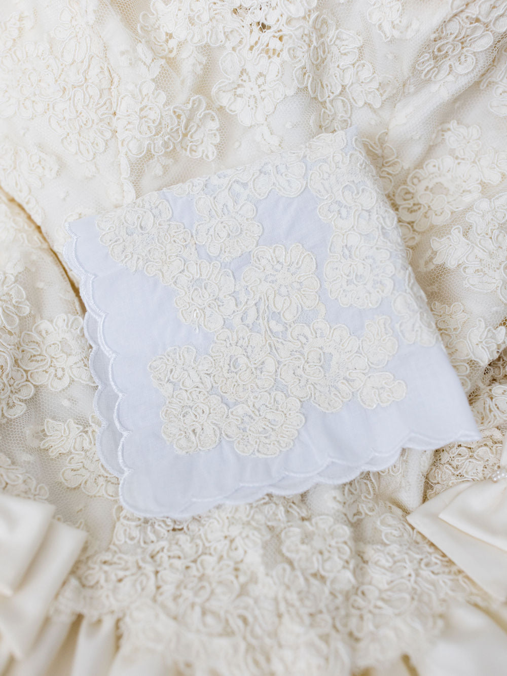 handmade ivory handkerchief wedding heirloom custom-made by The Garter Girl