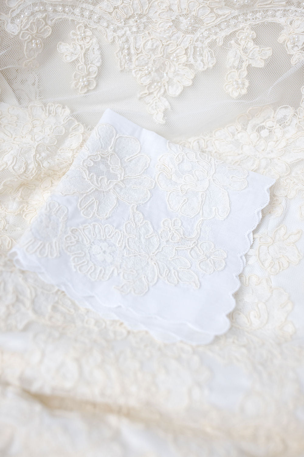 lace wedding handkerchief from mom's wedding dress handmade by The Garter Girl