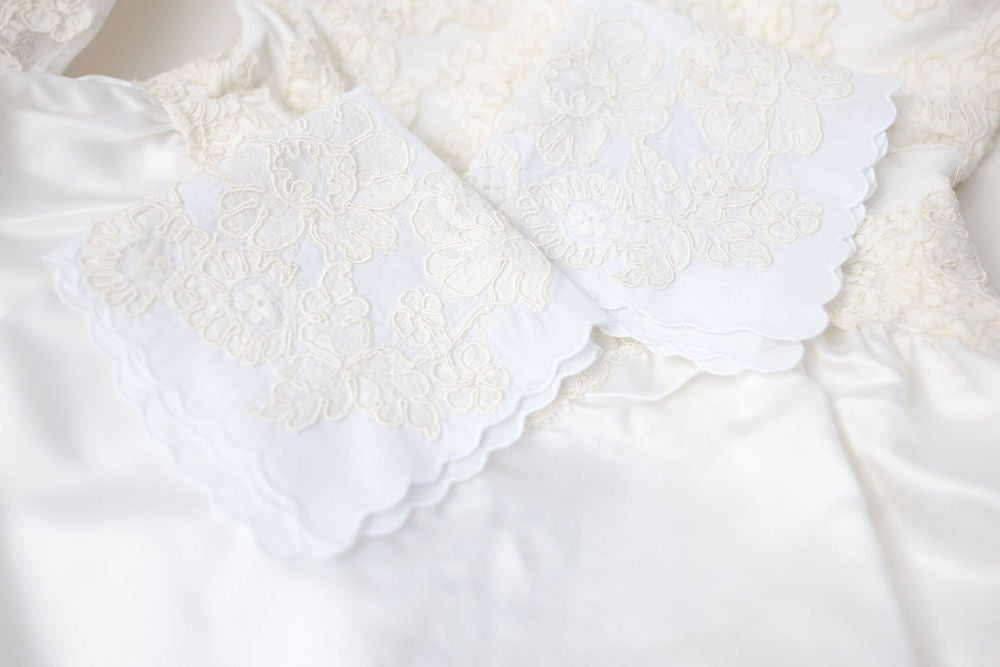 2 beautiful ivory handkerchief heirlooms handmade from mom's wedding dress by The Garter Girl