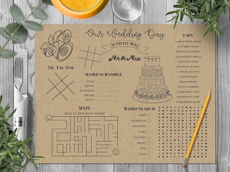 Wedding Kids Activity and Coloring Mat