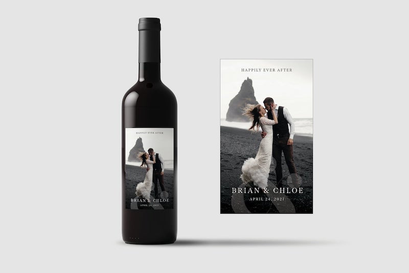 Wedding Photo Wine Bottle Label