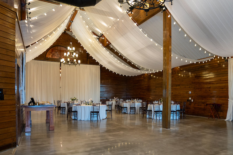 Wedding Reception Room with Drapery and Lighting