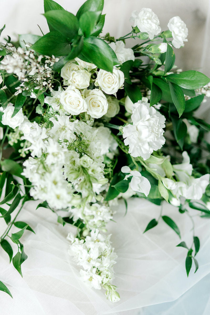 Bridal Bouquet with White Flowers and Lush Greenery Ethereal Style Wedding Inspiration