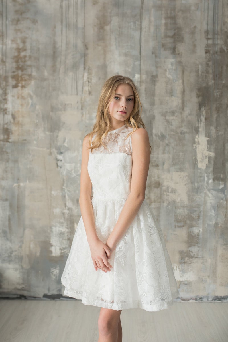 White Floral Mini Dress for Bridal Shower