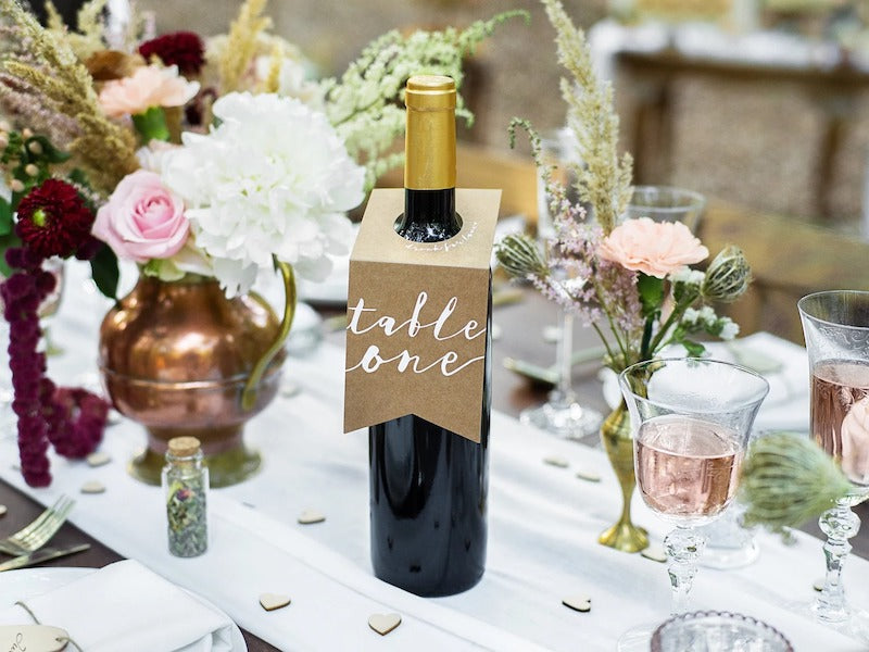 Winery Wedding Table Numbers Bottle Tags