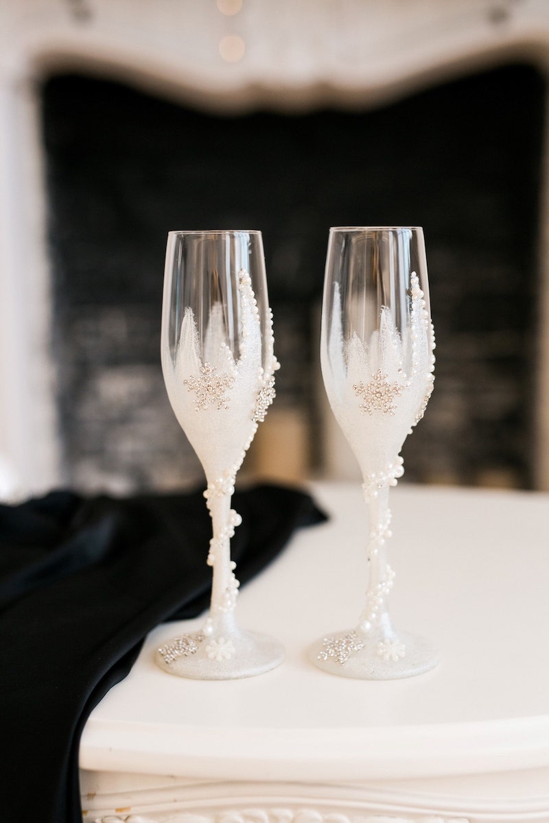 Winter Wedding Champagne Flutes
