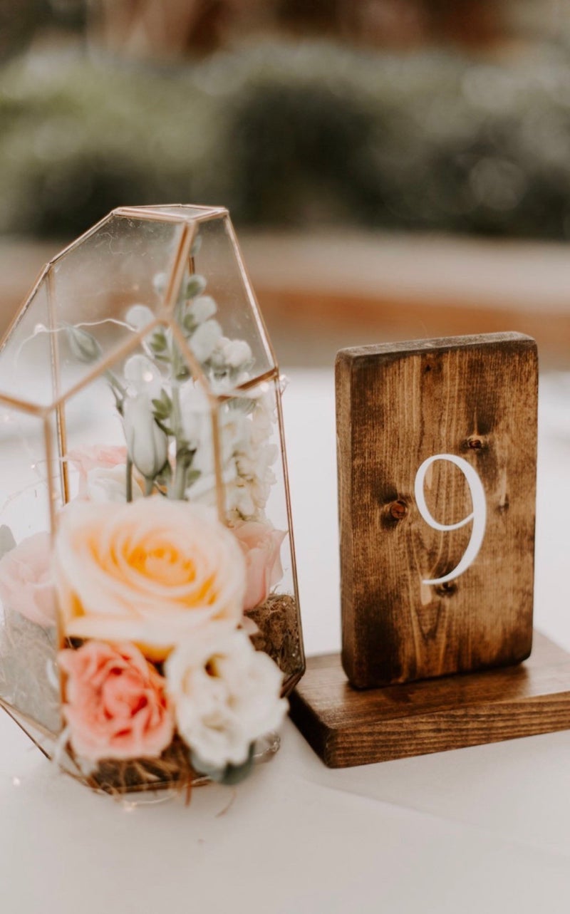Wood Table Numbers for Spring Wedding