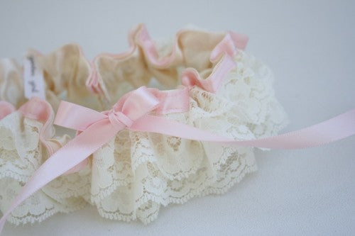 Ivory Lace and Pink Garter