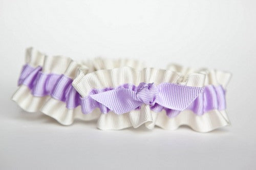 Wedding garter - Environmentally friendly - Ivory, purple - Style 450 - The Garter Girl by Julianne Smith 1 copy