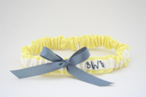 Chic Yellow White and Gray Wedding Garter