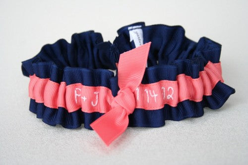 designer-wedding-garter-navy-and-coral-The-Garter-GIrl