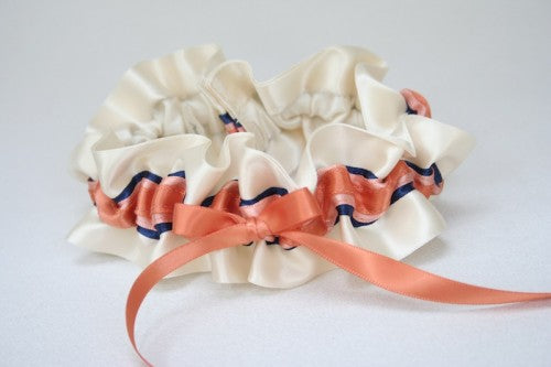 ivory-coral-navy-wedding-garter-The-Garter-Girl