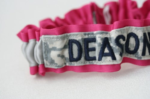 military-name-tape-wedding-garter-hot-pink-gray-The-Garter-Girl-2