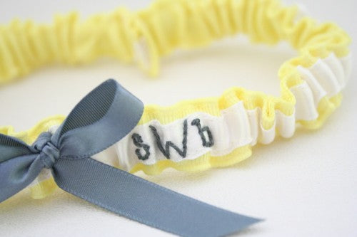 Modern Yellow Hand-Embroidered Custom Wedding Garter