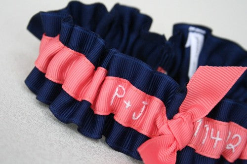 navy-and-coral-designer-wedding-garter-The-Garter-Girl