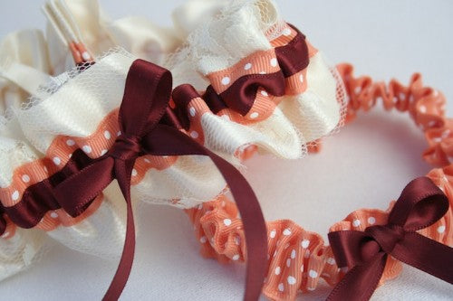 orange-polka-dot-maroon-wedding-garter-The-Garter-Girl