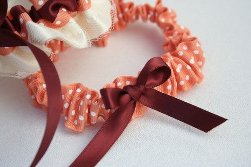 orange-white-polka-dot-simple-wedding-garter-The-Garter-Girl