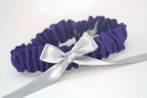 Purple Grosgrain Wedding Garter with Bow Detail
