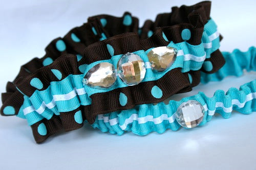 wedding-garter-brown-and-turquoise-The-Garter-Girl-by-Julianne-Smith